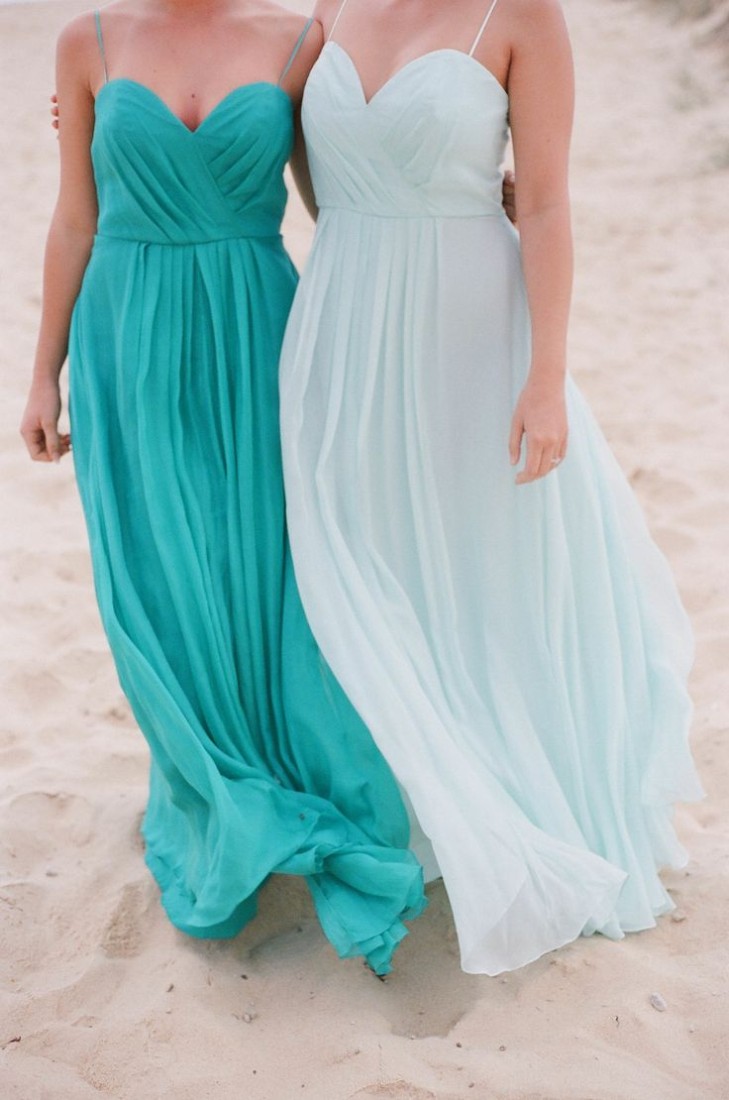 idei de rochii pentru domnisoarele de onoare nuante marine bleu turcoaz aqua inspiratie nunta
