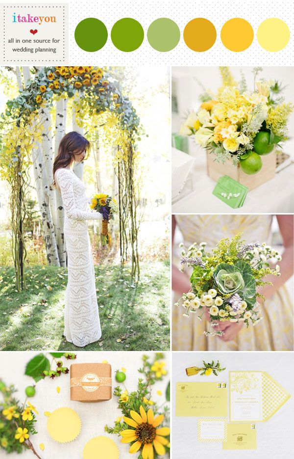 paleta de culori nunta vara galben verde galben orange lemon wedding