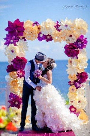 arcada decoorata flori de hartie nunta