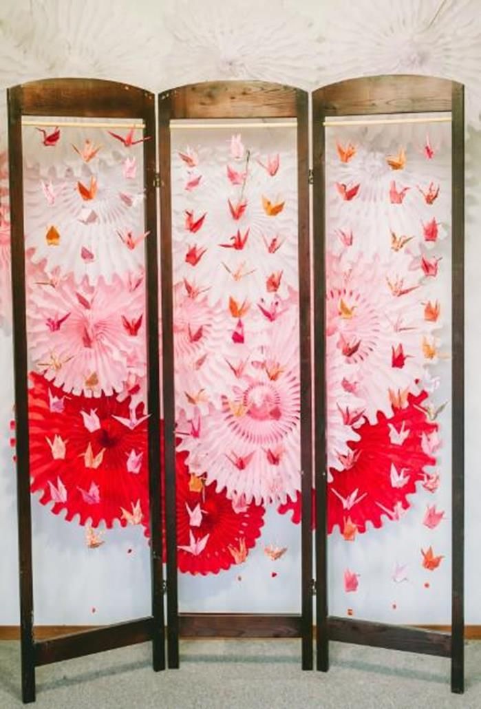 photobooth colt pentru poze pasari origami cocori si rozete tematica japoneza petrecere